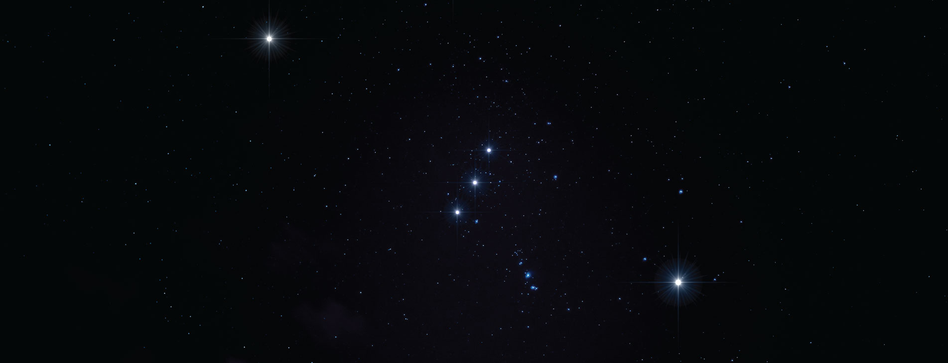 Constellation of Orion in night sky.