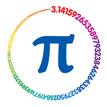 Pi symbol surrounded by a circle of the digits that make up pi
