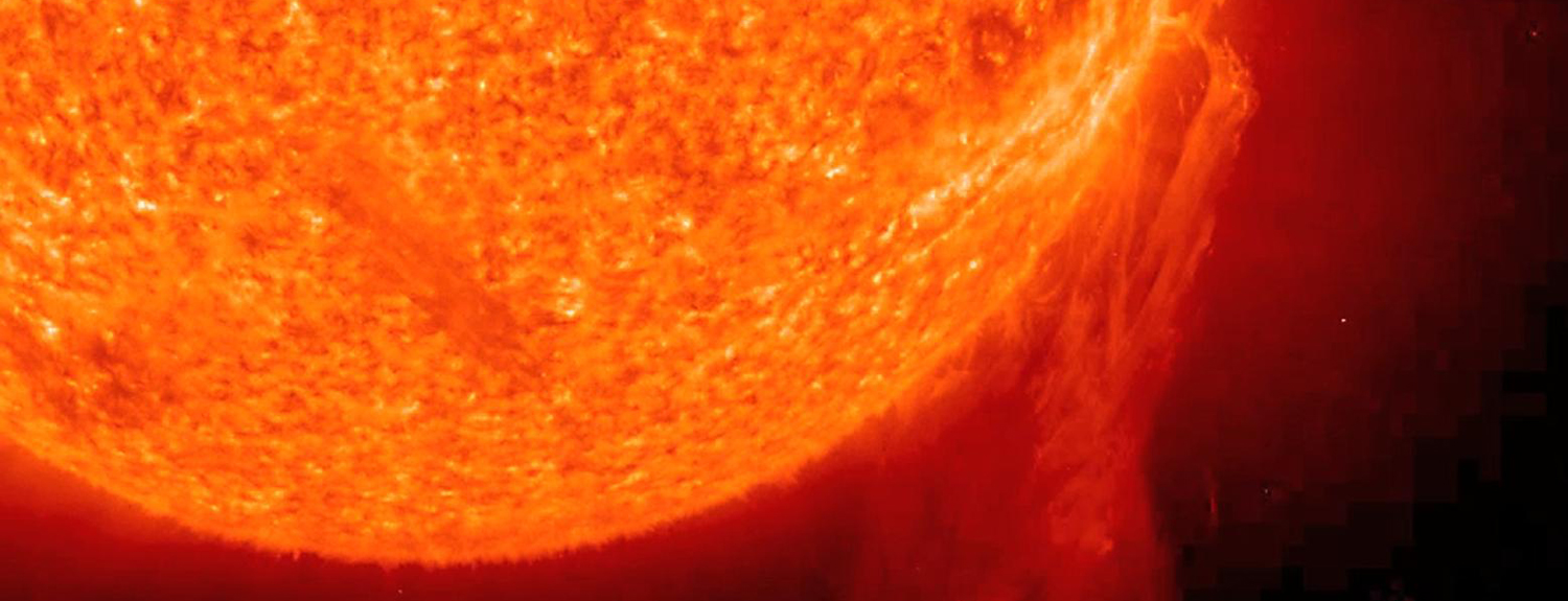 Sun flare viewed through a telescope