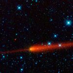 A comet streaking through space