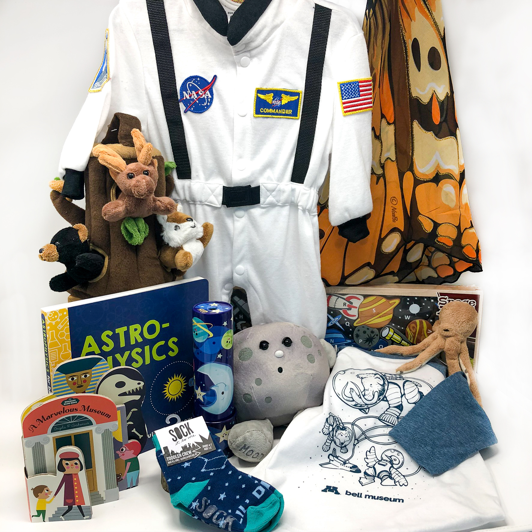 An assortment of kid-geared gifts