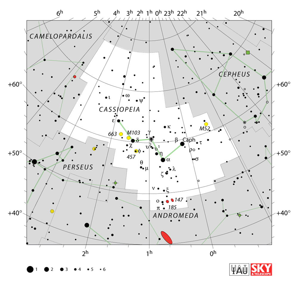 Star map including Casseopeia