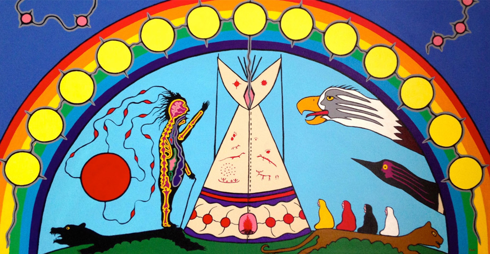 Colorful painting, Indigenous symbols