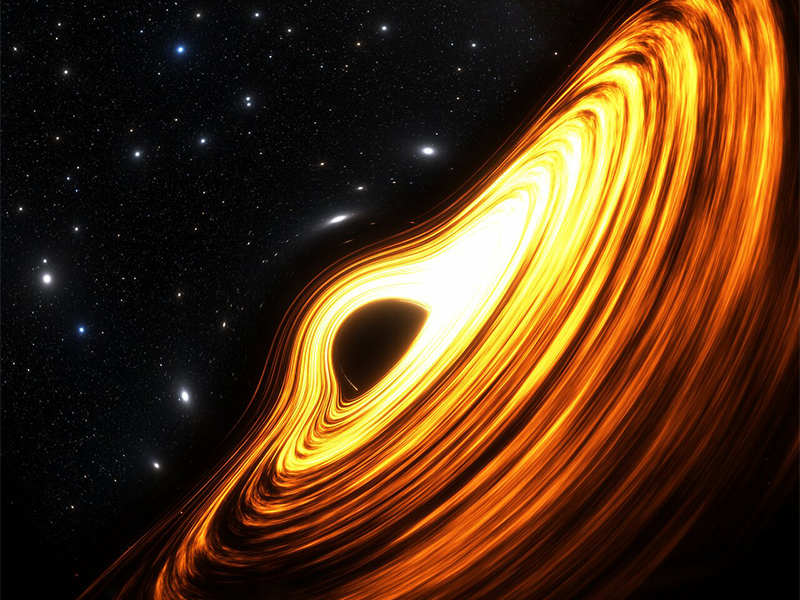 Yellow light surrounding black hole
