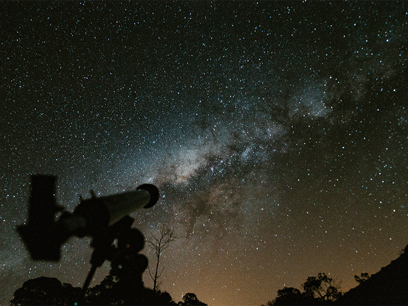 telescope pointing towards the Milky Way