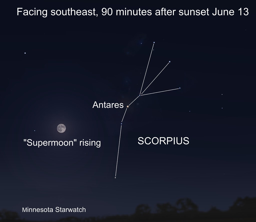 A diagram describing the position of the Moon in relation to the constellation Scorpius