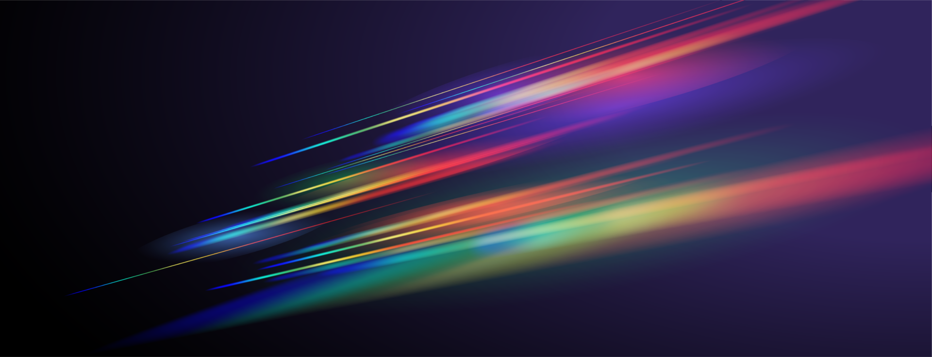 Colorful streaks of light against a dark background