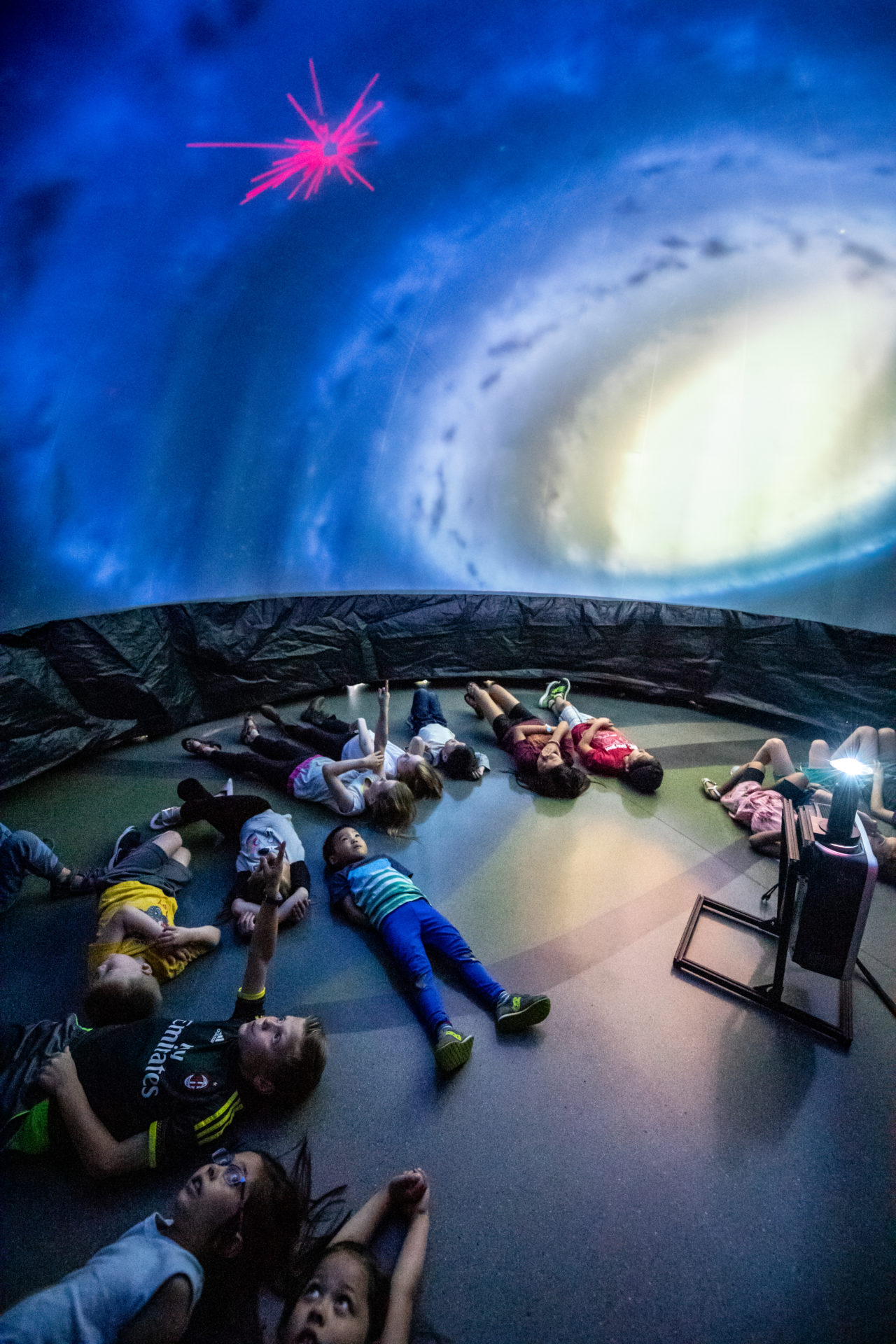 Students looking up in the ExploraDome