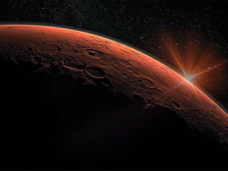 A close-up of Mars